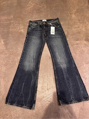 REVICE Dark Blue Wide Leg Flare Jeans